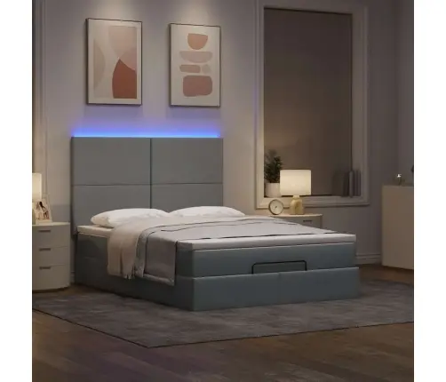 Osmaņu Gultas Rāmis Ar Matrača Gaiši Pelēks 140X200 Cm Audums Vidaxl