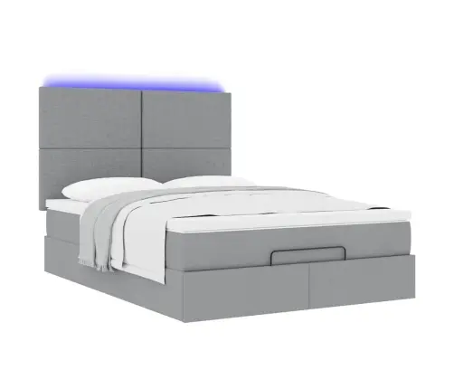 Osmaņu Gultas Rāmis Ar Matrača Gaiši Pelēks 140X200 Cm Audums Vidaxl