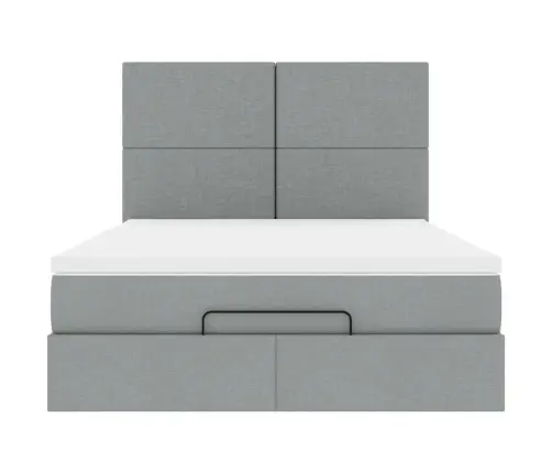 Osmaņu Gultas Rāmis Ar Matrača Gaiši Pelēks 140X200 Cm Audums Vidaxl