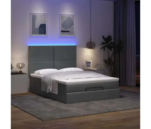 Osmaņu Gulta Ar Matraci&Leds, Tumši Pelēks, 140X200 Cm, Audums Vidaxl