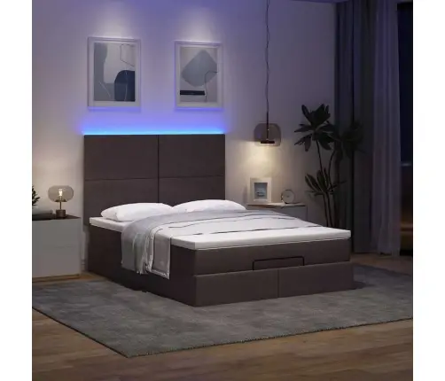 Ottomani Voodiraam Madratsiga, Tumepruun, 140X200 cm Kangas