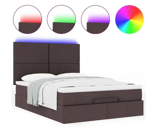 Ottomani Voodiraam Madratsiga, Tumepruun, 140X200 cm Kangas