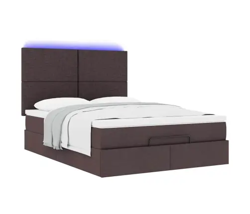 Ottomani Voodiraam Madratsiga, Tumepruun, 140X200 cm Kangas