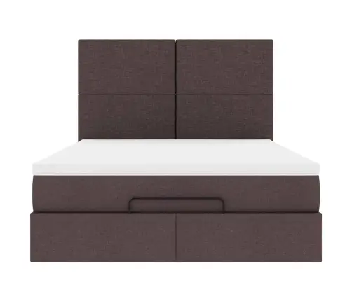 Ottomani Voodiraam Madratsiga, Tumepruun, 140X200 cm Kangas