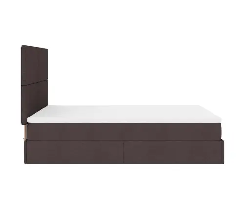 Ottomani Voodiraam Madratsiga, Tumepruun, 140X200 cm Kangas