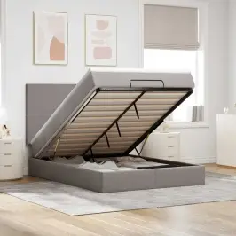 Osmaņu Gulta Ar Matraci Un Gaismas Diodēm Taupē 140X200 Cm Vidaxl