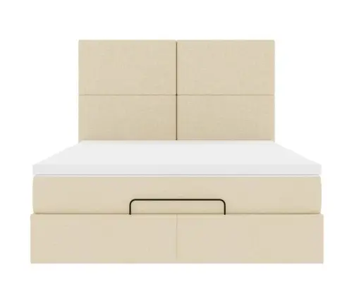 Osmaņu Gulta Ar Matraci & Leds, Krēmkrāsas, 140X200 Cm, Audums Vidaxl