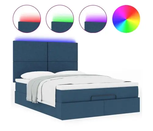 Ottomani Voodiraam Madratsiga, Sinine, 140X200 cm Kangas