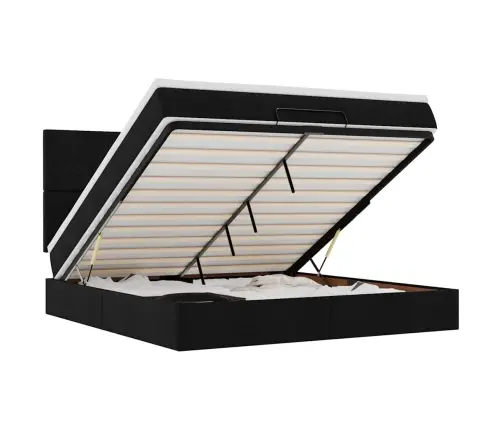 Osmanų Lovos Rėmas Su Čiužiniu, Juodas, 160X200 cm Audinys