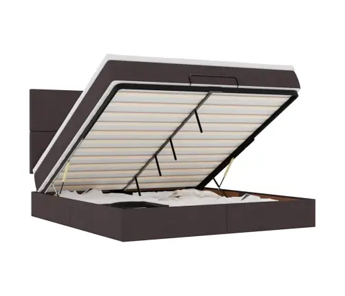 Osmaņu Gultas Rāmis Ar Matrača Tumši Brūns 160X200Cm Audums Vidaxl