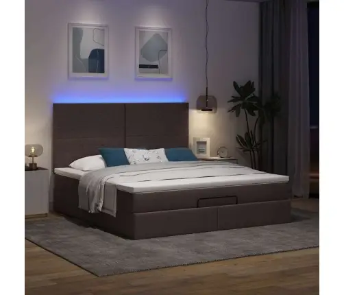 Osmaņu Gultas Rāmis Ar Matrača Tumši Brūns 160X200Cm Audums Vidaxl