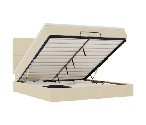 Osmanų Lovos Rėmas Su Čiužiniu, Kreminis, 160X200 cm Audinys