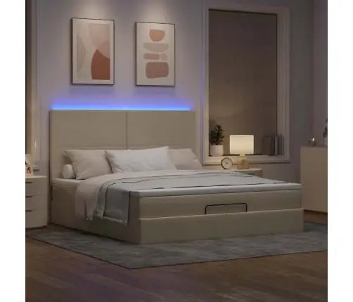 Osmanų Lovos Rėmas Su Čiužiniu, Kreminis, 160X200 cm Audinys