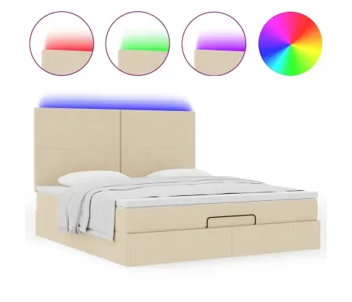 Osmanų Lovos Rėmas Su Čiužiniu, Kreminis, 160X200 cm Audinys