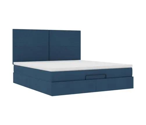 Ottomani Voodiraam Madratsiga, Sinine, 160X200 cm Kangas