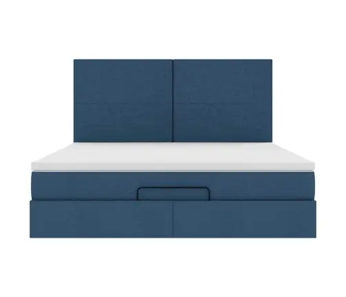 Ottomani Voodiraam Madratsiga, Sinine, 160X200 cm Kangas