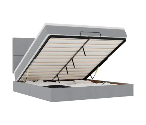 Osmaņu Gulta Ar Matraci & Leds, Gaiši Pelēks, 180X200Cm, Audums Vidaxl