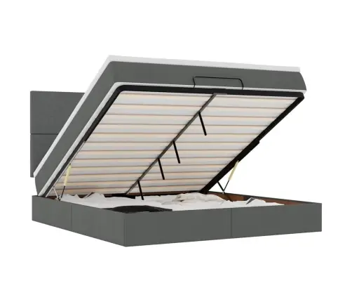 Osmaņu Gulta Ar Matraci & Leds, Tumši Pelēks, 180X200Cm, Audums Vidaxl