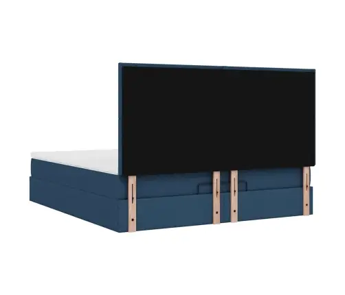 Ottomani Voodi Madratsi Ja Led, Sinine, 180X200cm Kangas