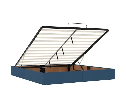 Ottomani Voodi Madratsi Ja Led, Sinine, 180X200cm Kangas