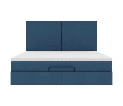 Ottomani Voodi Madratsi Ja Led, Sinine, 180X200cm Kangas