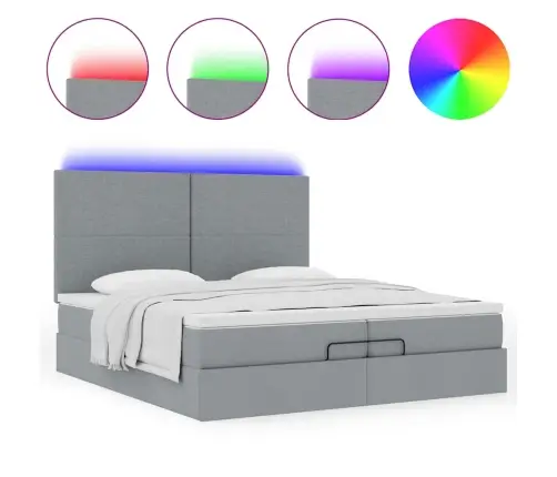 Osmanų Lovos Rėmas Su Čiužiniais, Pilkas, 200X200cm Audinys