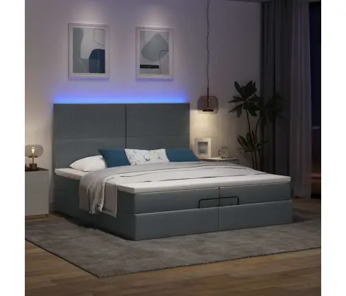 Osmaņu Gultas Rāmis Ar Matračiem Tumši Pelēks 200X200Cm Audums Vidaxl