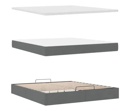 Osmaņu Gultas Rāmis Ar Matračiem Tumši Pelēks 200X200Cm Audums Vidaxl