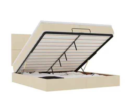 Osmanų Lovos Rėmas Su Čiužiniais, Kreminis, 200X200cm Audinys