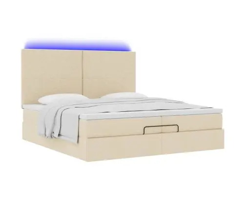 Osmanų Lovos Rėmas Su Čiužiniais, Kreminis, 200X200cm Audinys