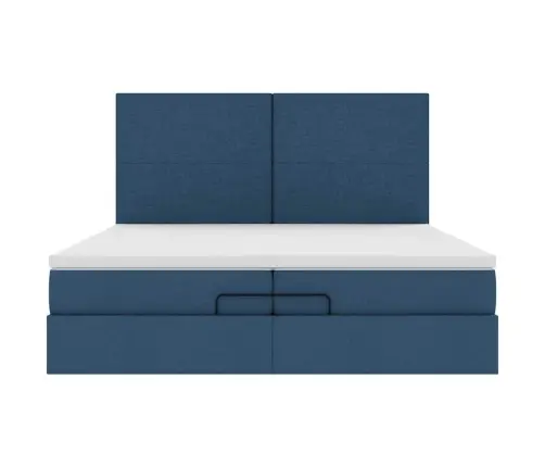 Osmanų Lovos Rėmas Su Čiužiniais, Mėlynas, 200X200cm Audinys