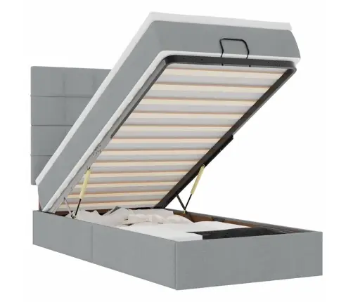 Osmaņu Gulta Ar Matraci & Leds, Gaiši Pelēks, 80X200 Cm, Audums Vidaxl