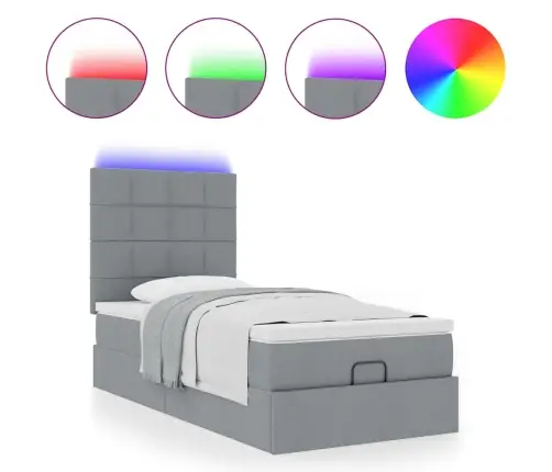 Osmaņu Gulta Ar Matraci & Leds, Gaiši Pelēks, 80X200 Cm, Audums Vidaxl