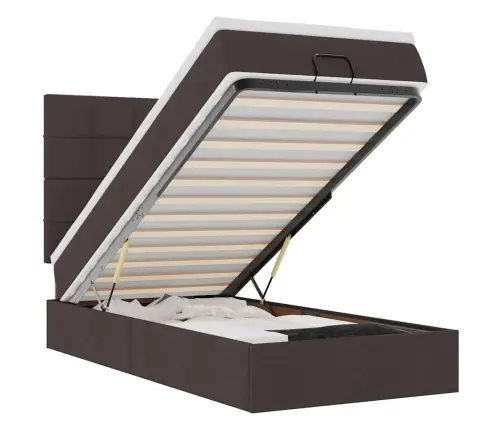 Osmanų Lovos Rėmas Su Čiužiniu, Rudas, 80X200cm Audinys