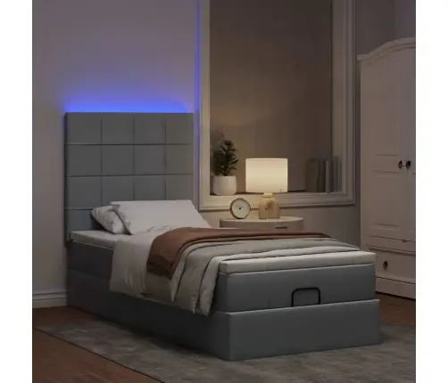 Osmaņu Gultas Rāmis Ar Matrača Gaiši Pelēks 90X190 Cm Audums Vidaxl