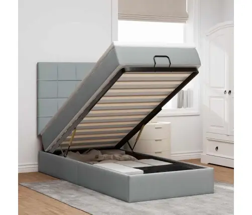 Osmaņu Gultas Rāmis Ar Matrača Gaiši Pelēks 90X190 Cm Audums Vidaxl