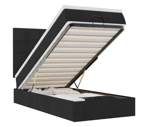 Osmaņu Gultas Rāmis Ar Matrača Melns 90X190 Cm Audums Vidaxl