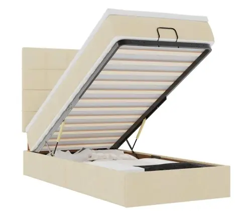 Osmaņu Gultas Rāmis Ar Matrača Krēma 90X190 Cm Audums Vidaxl