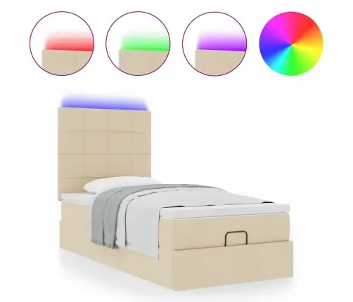 Osmaņu Gultas Rāmis Ar Matrača Krēma 90X190 Cm Audums Vidaxl