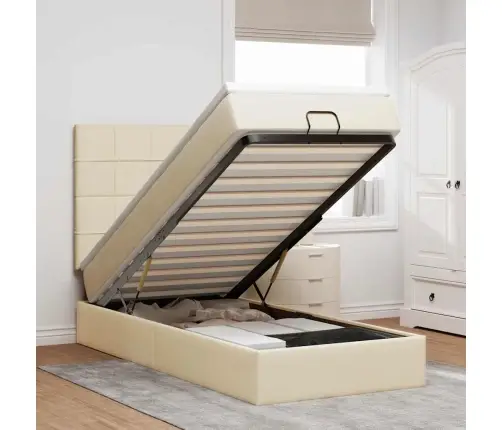 Osmaņu Gultas Rāmis Ar Matrača Krēma 90X190 Cm Audums Vidaxl