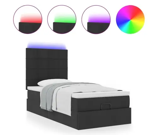 Osmaņu Gultas Rāmis Ar Matrača Melns 90X200 Cm Audums Vidaxl