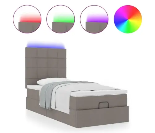 Osmaņu Gulta Ar Matraci&Leds, Pelēkbrūns, 90X200 Cm, Audums Vidaxl