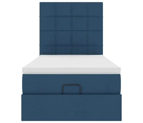 Osmaņu Gulta Ar Matraci & Leds, Zils, 90X200 Cm, Audums Vidaxl