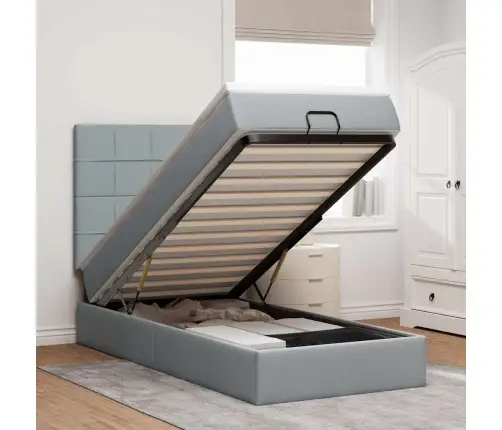 Ottomani Voodiraam Madratsiga, Helehall, 100X200cm Kangas