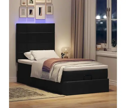 Osmaņu Gultas Rāmis Ar Matrača Melns 100X200 Cm Audums Vidaxl