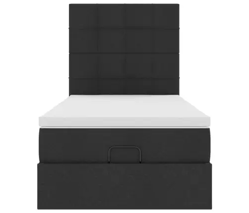 Osmaņu Gultas Rāmis Ar Matrača Melns 100X200 Cm Audums Vidaxl