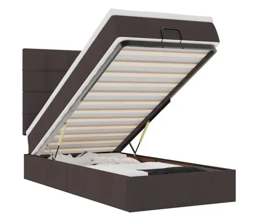 Osmaņu Gultas Rāmis Ar Matrača Tumši Brūns 100X200 Cm Audums Vidaxl Osmaņu Gultas Rāmis Ar Matrača Tumši Brūns 100X200 Cm Audums Vidaxl