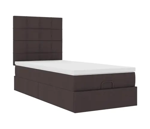 Osmaņu Gultas Rāmis Ar Matrača Tumši Brūns 100X200 Cm Audums Vidaxl Osmaņu Gultas Rāmis Ar Matrača Tumši Brūns 100X200 Cm Audums Vidaxl