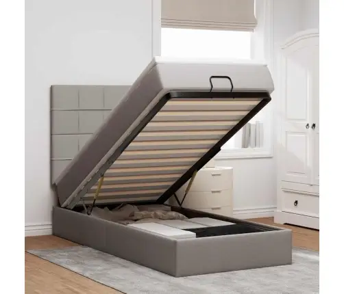 Osmaņu Gultas Rāmis Ar Matrača Pelēkbrūna 100X200 Cm Audums Vidaxl