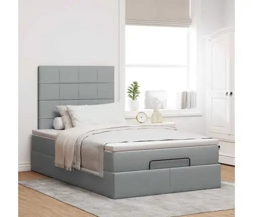 Osmaņu Gultas Rāmis Ar Matrača Gaiši Pelēks 120X190 Cm Audums Vidaxl